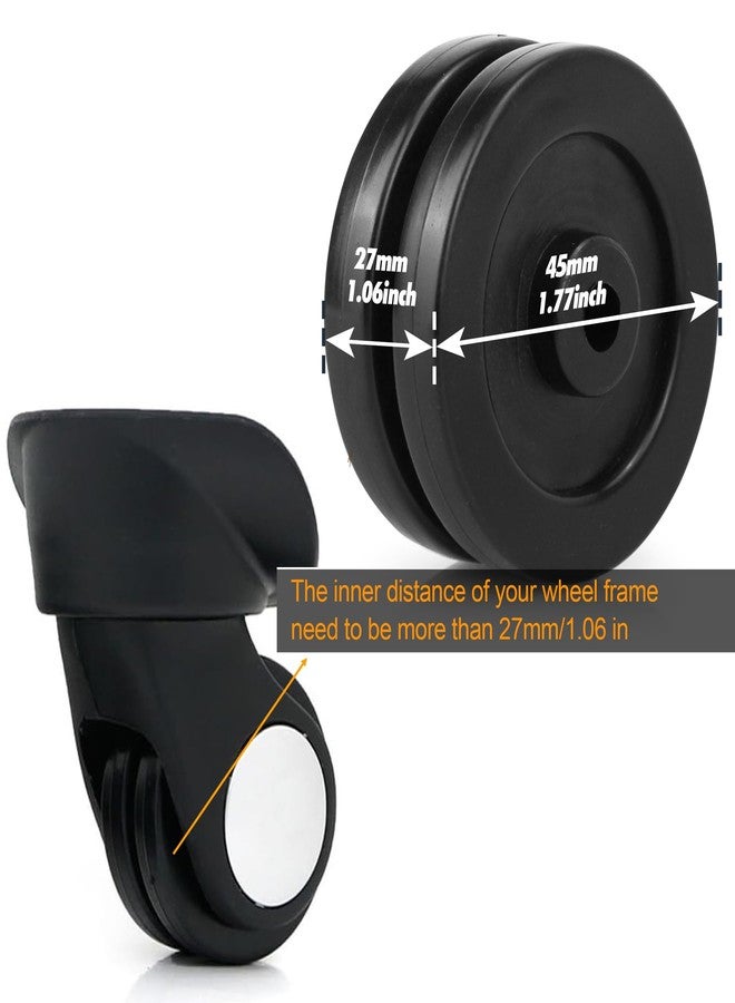 Zoofen Luggage Wheels Replacement 45mm Rubber Suitcase Replacement Wheels Wear-Resistant Repair Wheels for Luggage(ZPF18) - Image 2